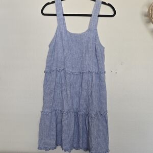 Beachlunchlounge Blue and White Cotton/Linen Dress Sz M